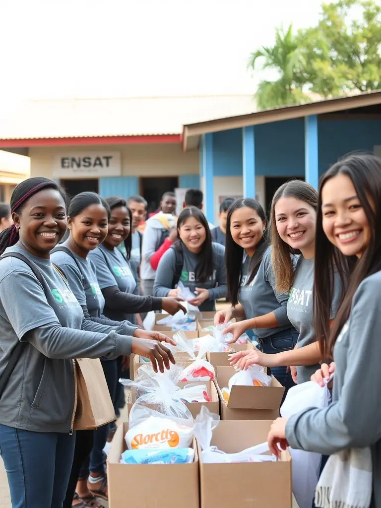 A photo of ENSSAT staff volunteering at a local charity event, showcasing the association's commitment to giving back to the community.
