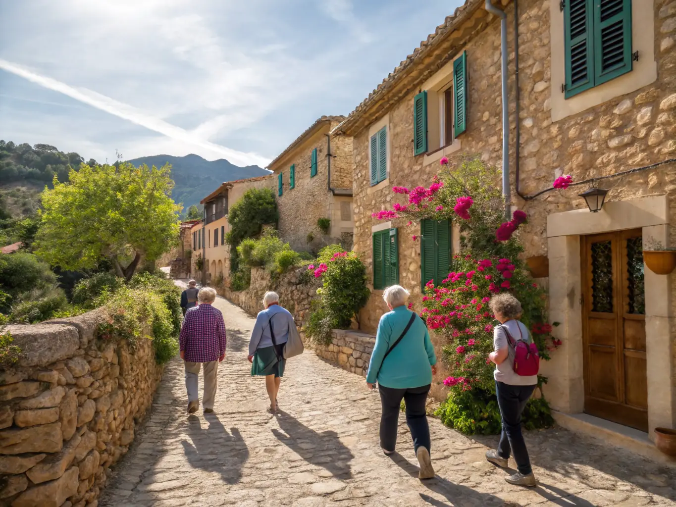 A group of AMICALE members participating in a guided tour of a local historical site, showcasing the cultural excursion program.